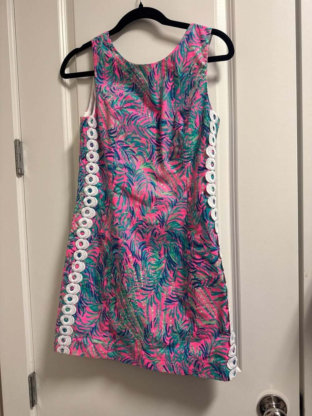 Lilly Pulitzer Mila Shift Dress in Pink Sunset Coco Breeze resort wear, preppy S